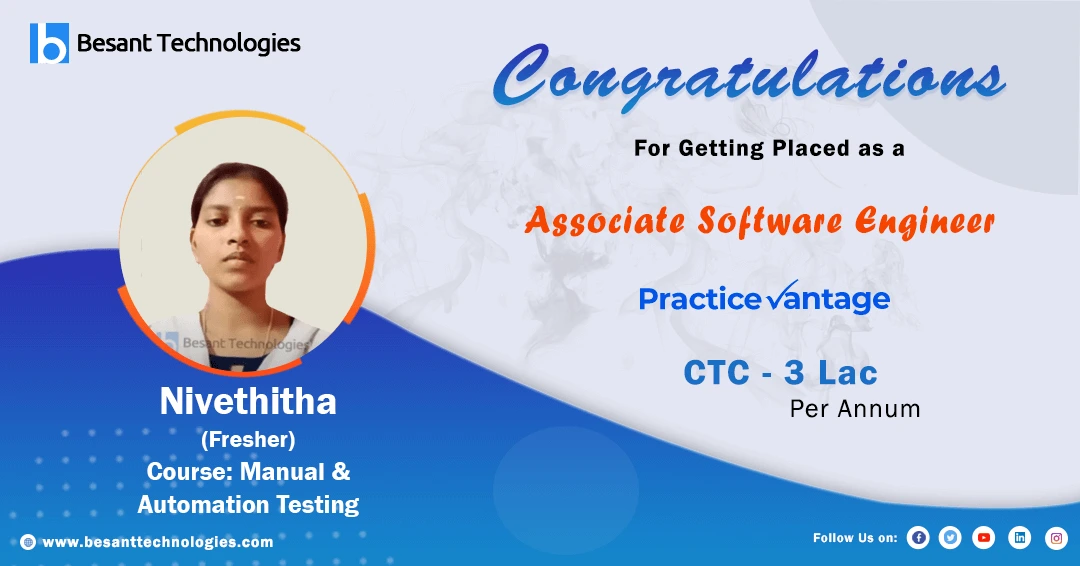 Eagle Academy | Fresher Nivethitha Got Placed in Practice Vantage 3LAC